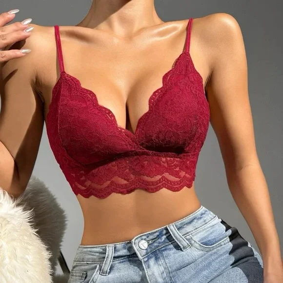 Boho floral lace scallop hem bralette - Picture 10 of 16